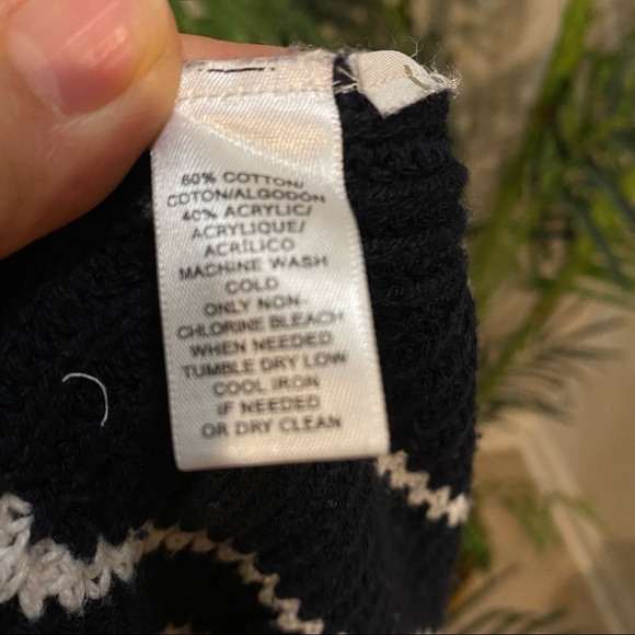 Loft Women’s Sweater Navy blue & White Striped Size L Relaxed Sweater - Picture 12 of 16